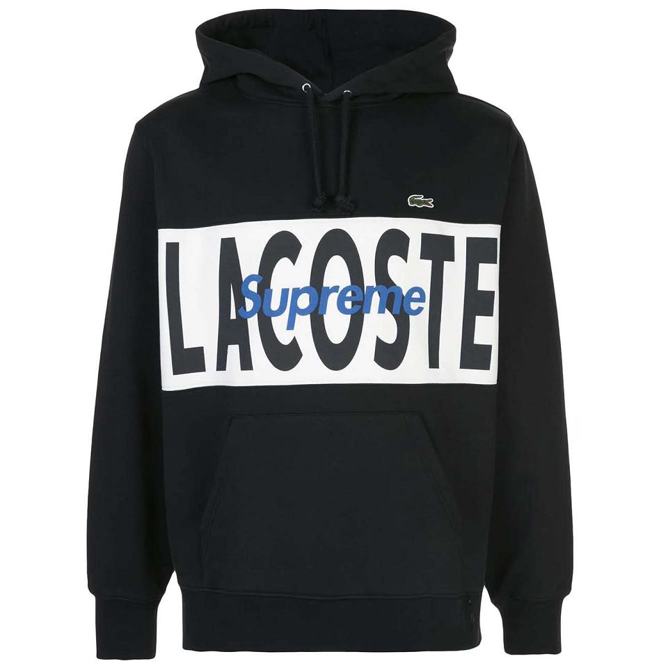 Black Supreme X Lacoste Logo Panel Hoodie | Supreme 134KI